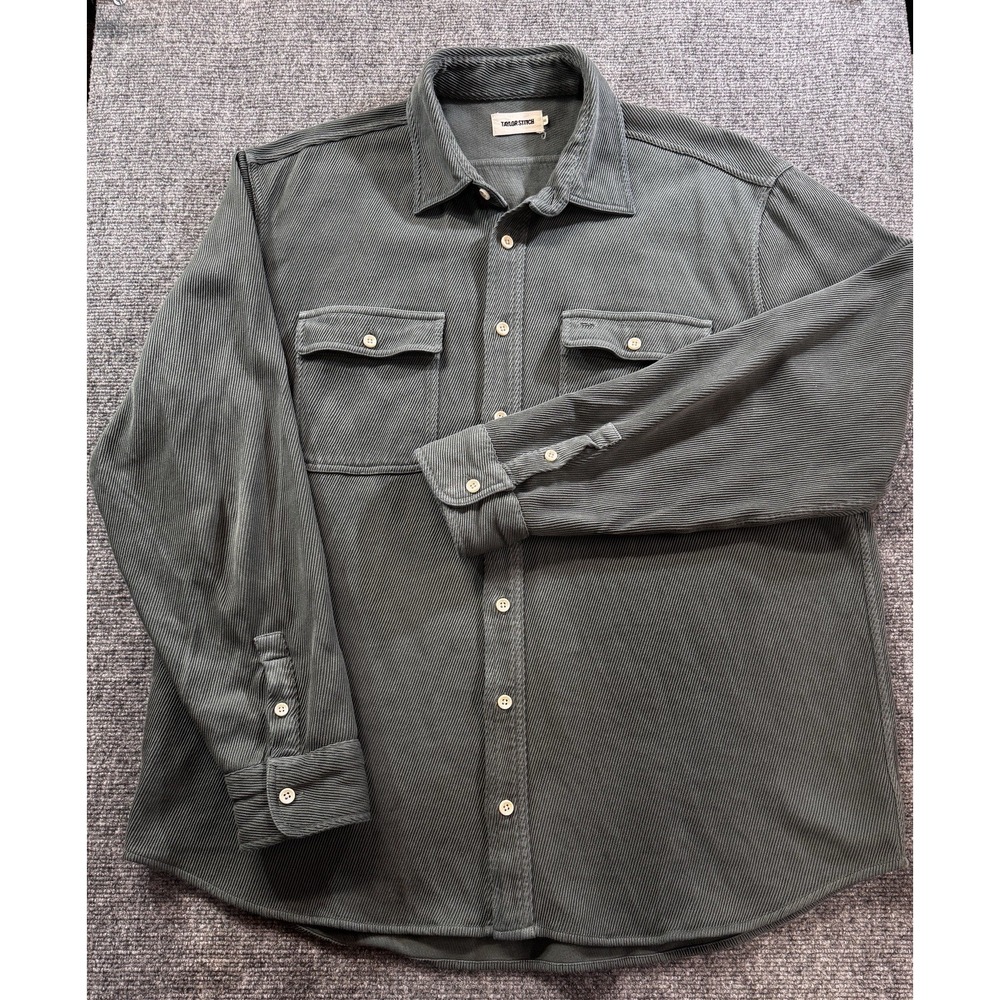 Taylor Stitch Ledge Mens Shirt 46 XXL Green Textured Twill Corduroy Cotton